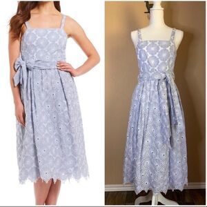 Antonio Melani Light Blue Eyelet Midi Dress Size 4
